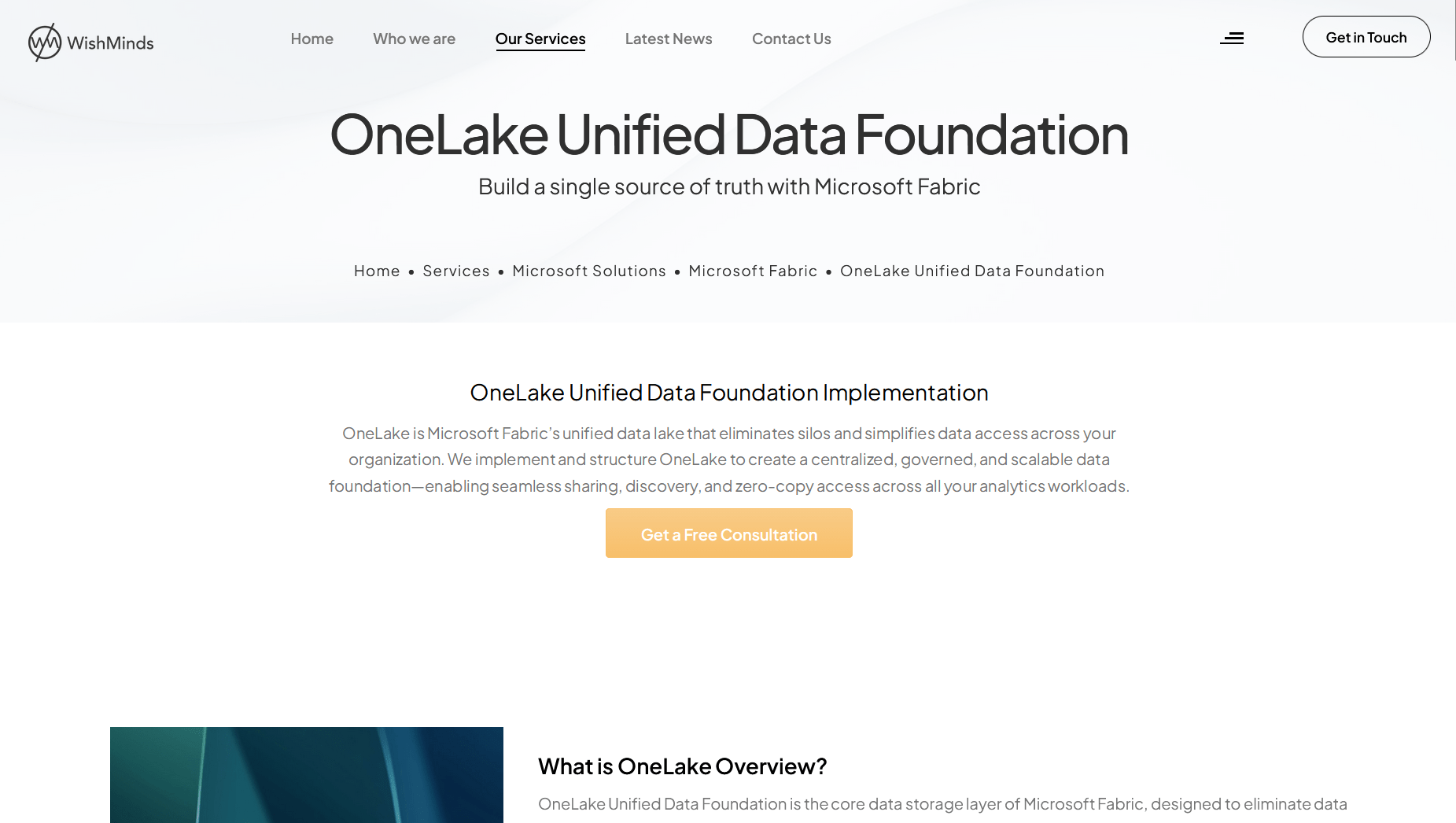 OneLake Unified Data Foundation Services | WishMinds